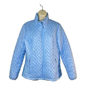 Lands’ End Quilted Baby Blue Zip Up Jacket with Pockets size Medium